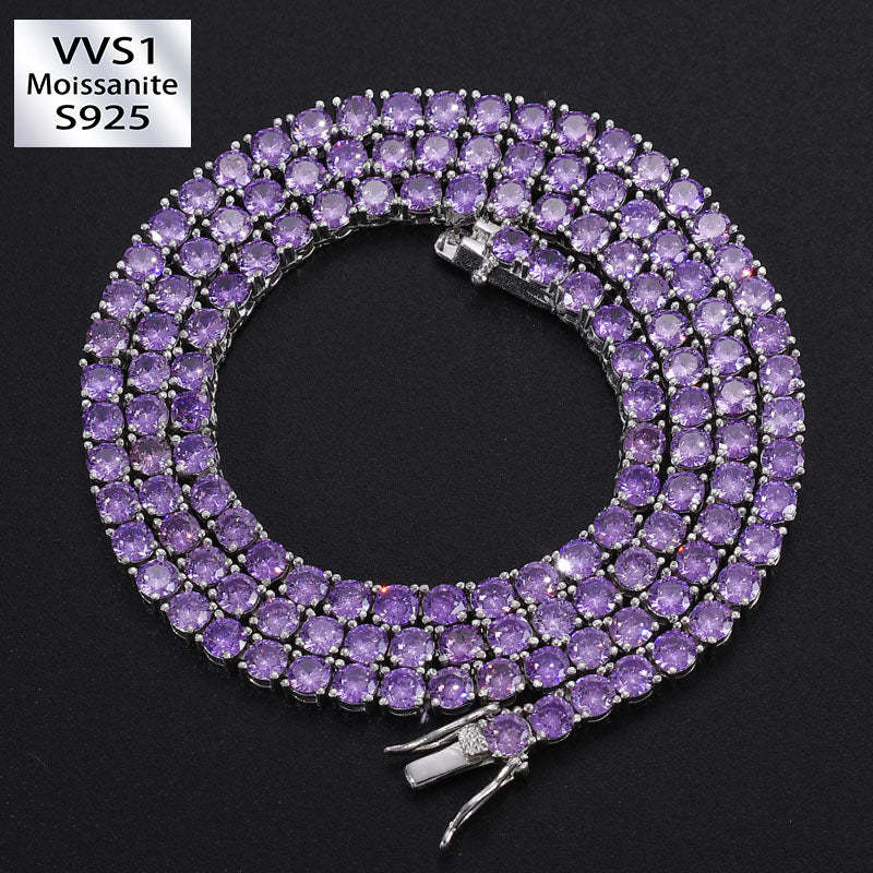 S925 4mm Moissanite Purple Tennis Chain