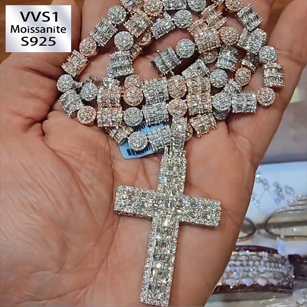 Moissanite Cross Pendant Set