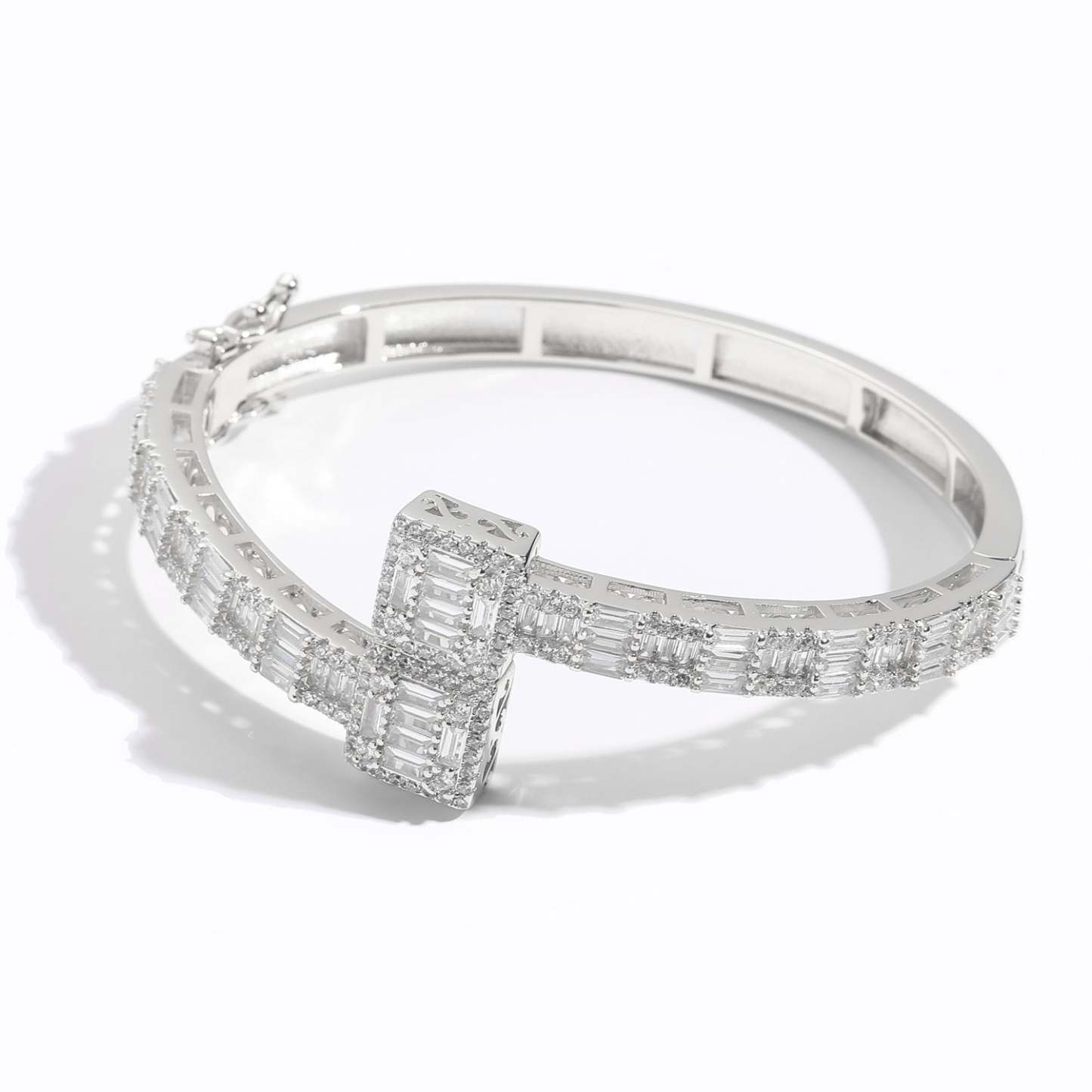 VVSBOX Moissanite Baguette Stones Cuff Bangle