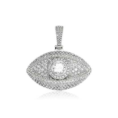 Moissanite Evil Eye Pendant Tennis Chain Set