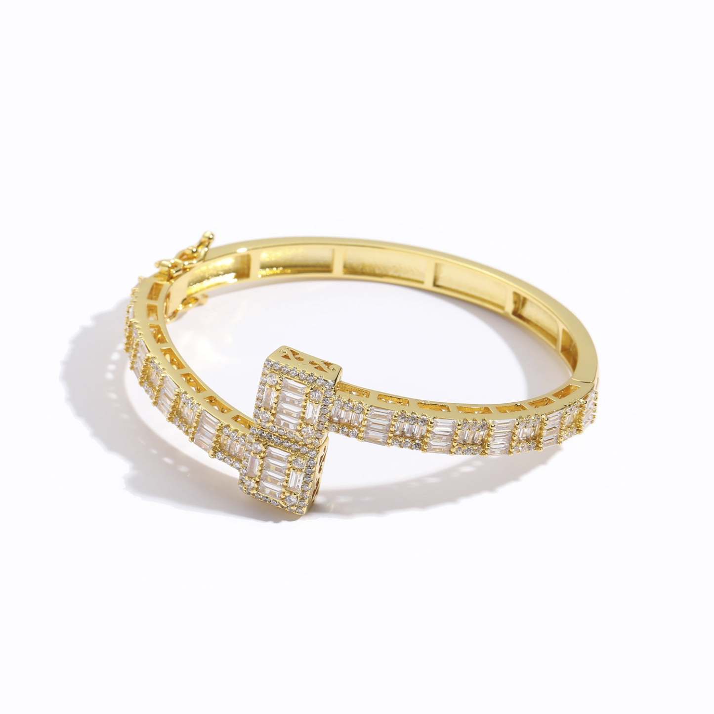 VVSBOX Moissanite Baguette Stones Cuff Bangle