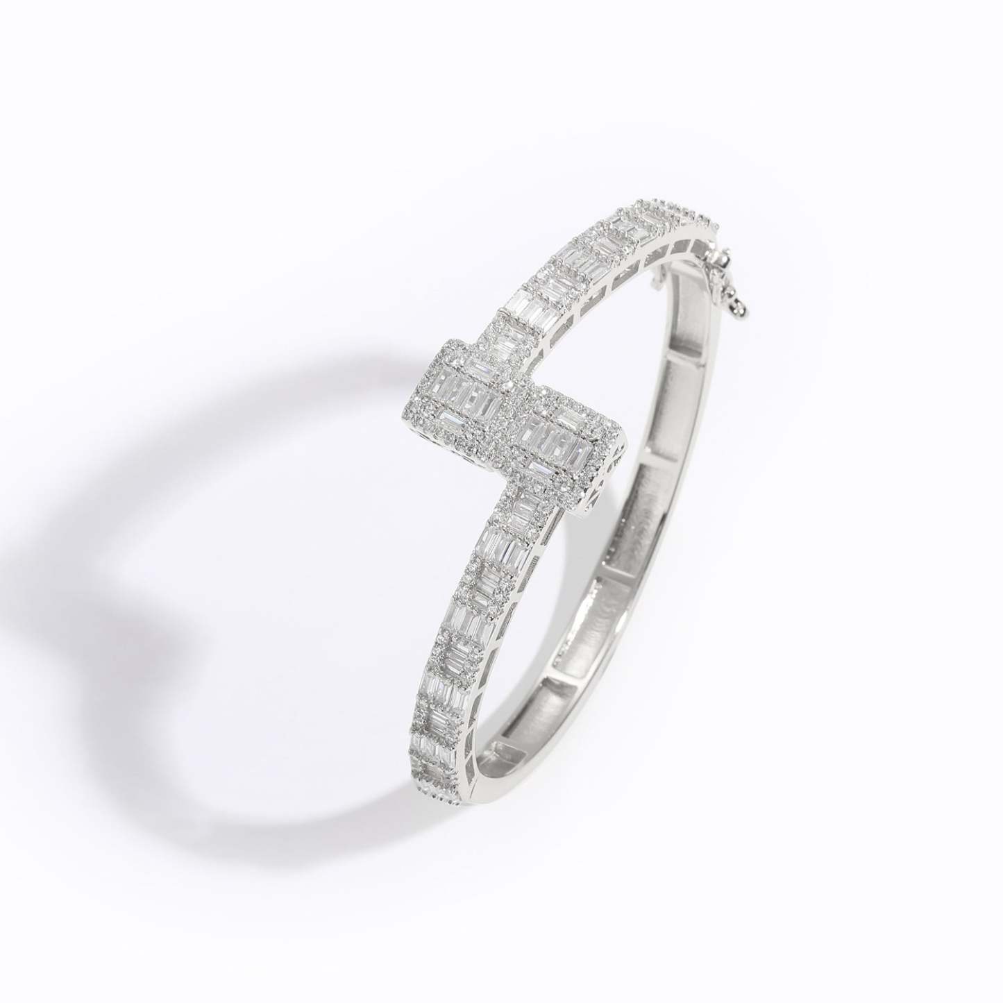 VVSBOX Moissanite Baguette Stones Cuff Bangle