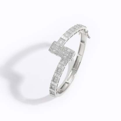 VVSBOX Moissanite Baguette Stones Cuff Bangle