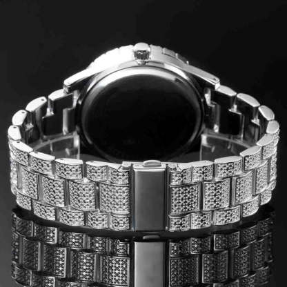 Iced Roman Numerals Red Dial Men's Watch in Gold