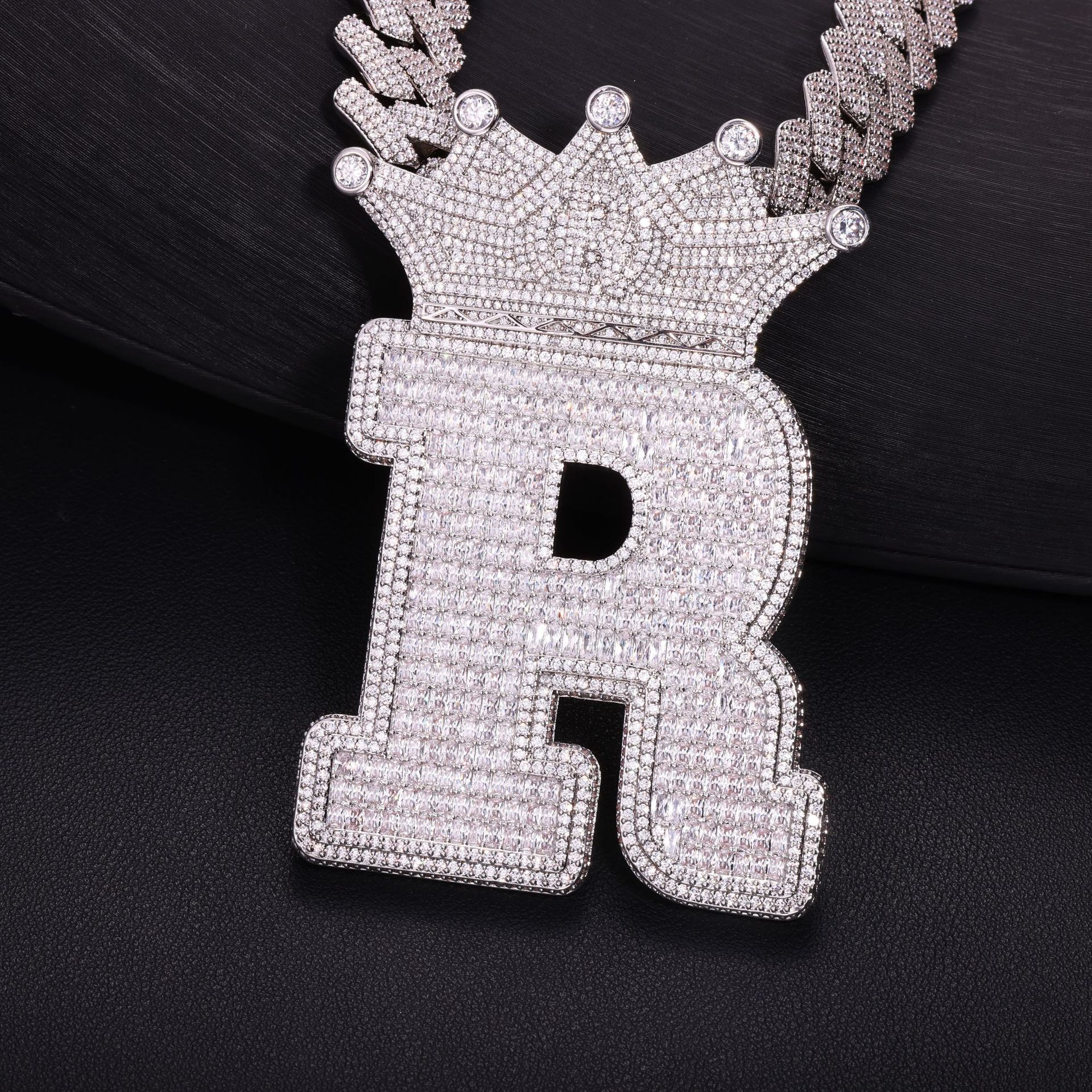 Moissanite Crown Initial J Pendant