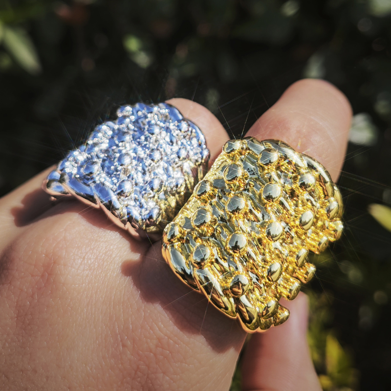 Hip Hop Bold Lava Metallic Ring