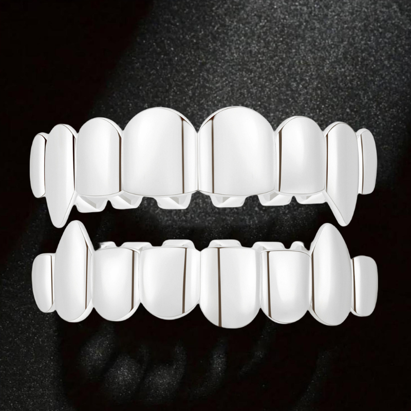 Hip Hop 8-tooth Sharp Tiger Teeth 24K Gold-plated Grillz