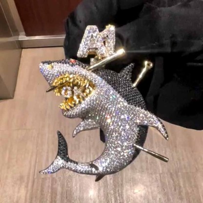 Moissanite Victimized Shark Pendant