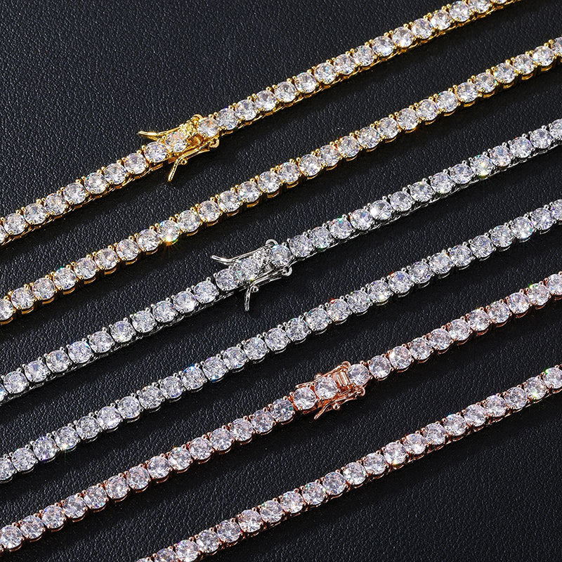 3mm/4mm/5mm 925 Silver Moissanite Hip Hop Tennis Chain