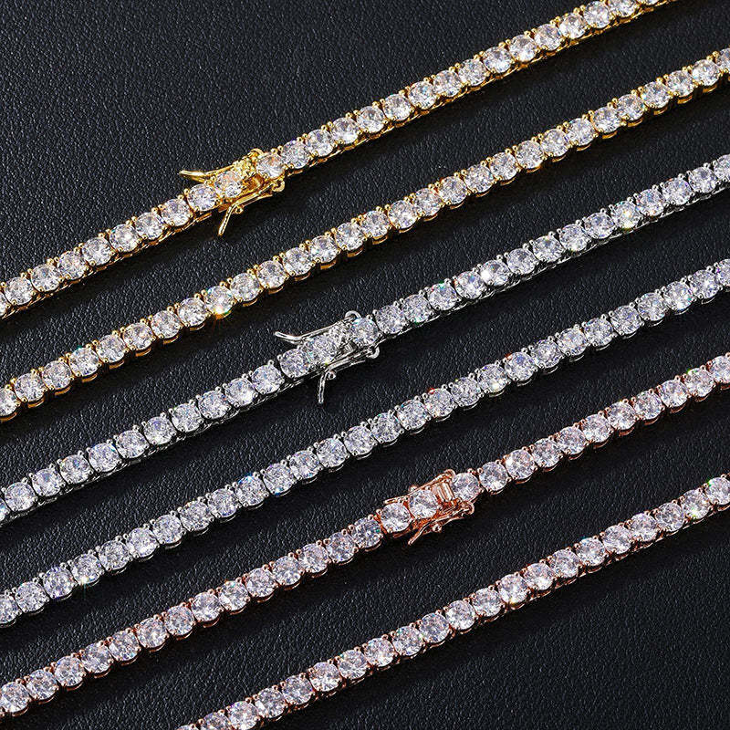 3mm/4mm/5mm 925 Silver Moissanite Hip Hop Tennis Chain