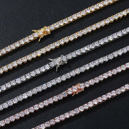 3mm/4mm/5mm 925 Silver Moissanite Hip Hop Tennis Chain