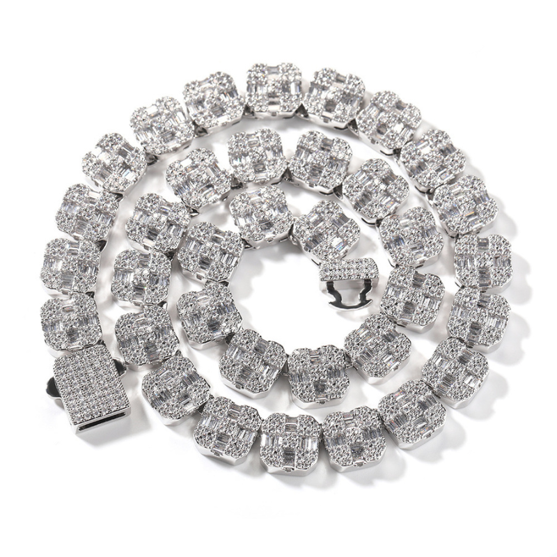 12mm Moissanite Cross Shape Rock Sugar Chain