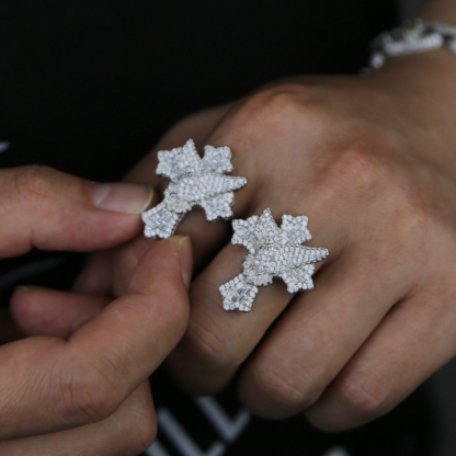 Moissanite Hip Hop Peace Dove Cross Ring