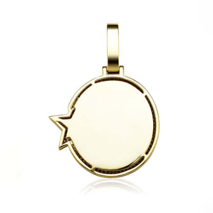 Moissanite Moon Star Combination Round Solid Pendant