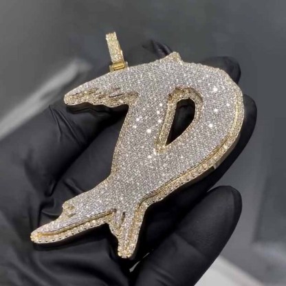 Moissanite Artistic Font Letter D Pendant