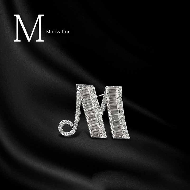 Moissanite Hip Hop Letter Brooch