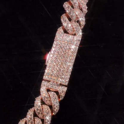 22mm Round and Carre Cut Moissanite Cuban Chain