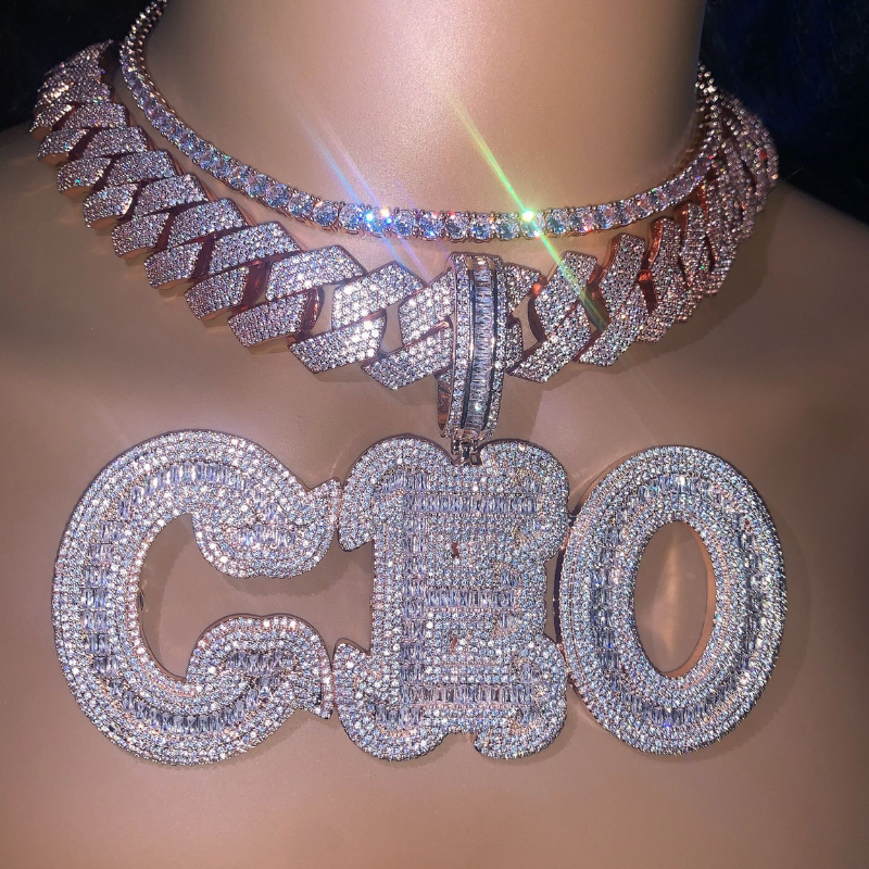 Moissanite Hip Hop Creative Floral Letters Custom Pendant