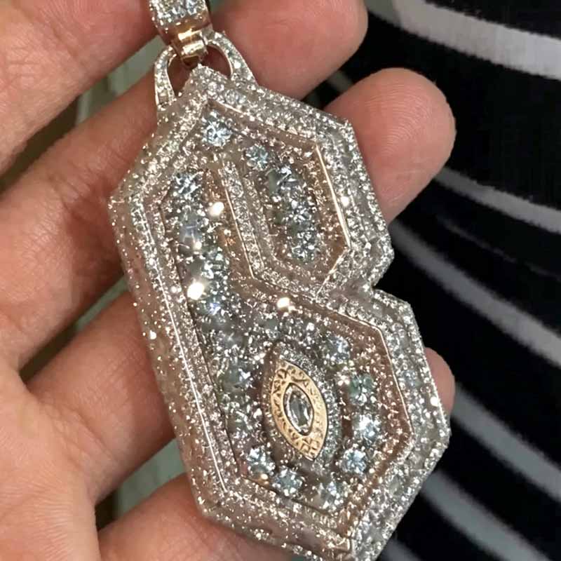 Visual Center Number 6 Moissanite Pendant
