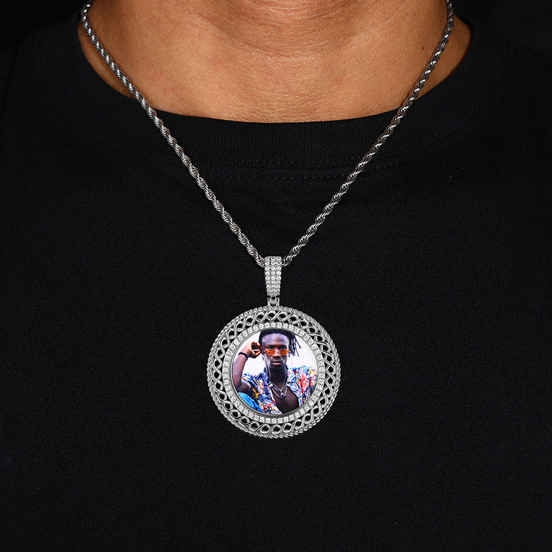 Moissanite hip-hop full diamond custom photo pendant