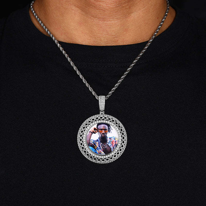 Moissanite hip-hop full diamond custom photo pendant