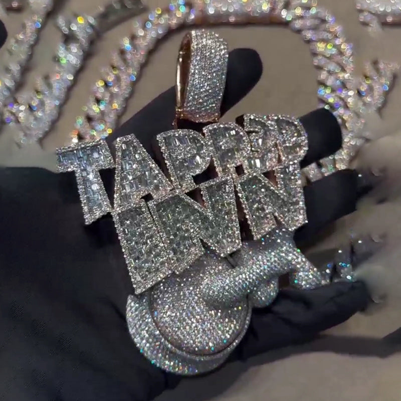 Moissanite New TAPP3D INN Two-tone Jadeite Cut Drop Pendant