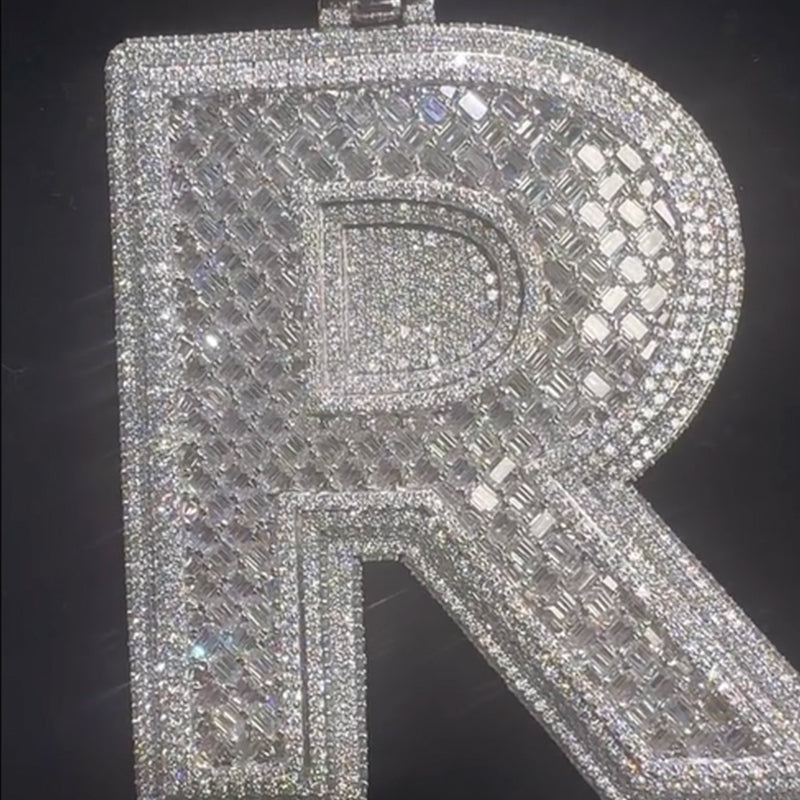 S925 Moissanite Letter R Pendant