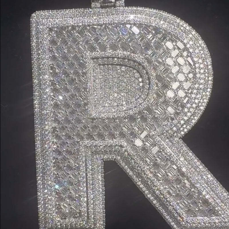 S925 Moissanite Letter R Pendant