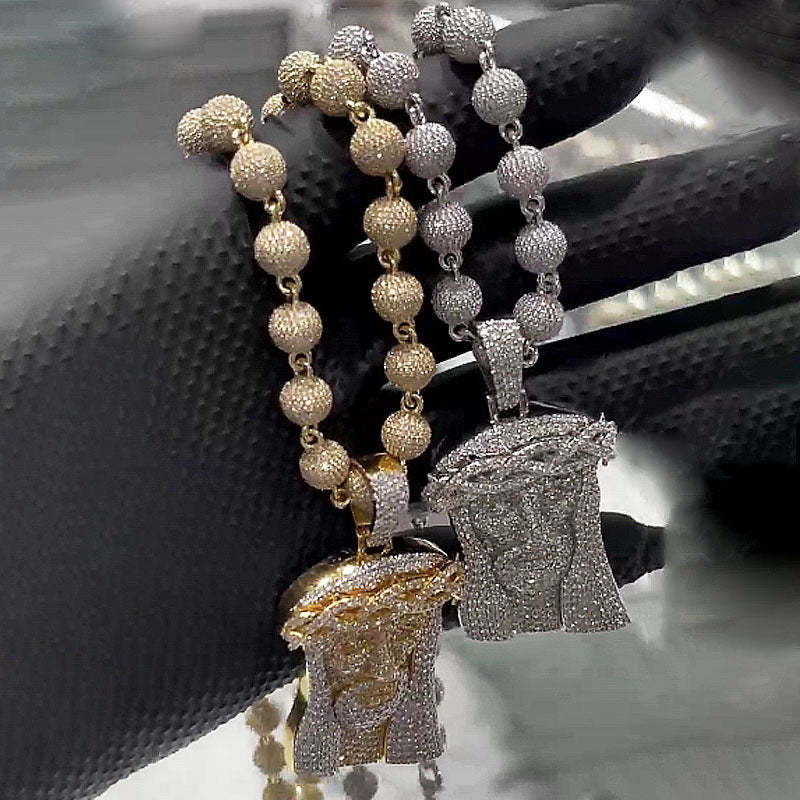 Moissanite Classic Jesus Pendant Diamond Ball Chain Set