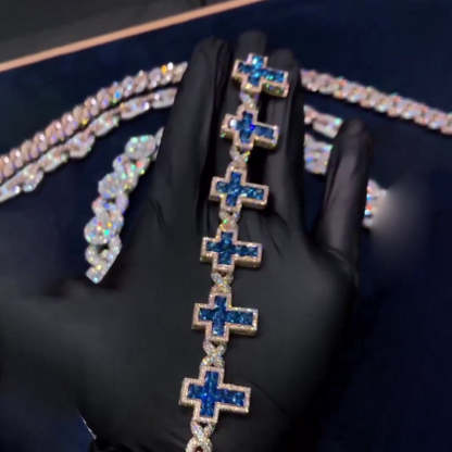 Moissanite Sapphire Cross Unlimited Cuban Bracelet
