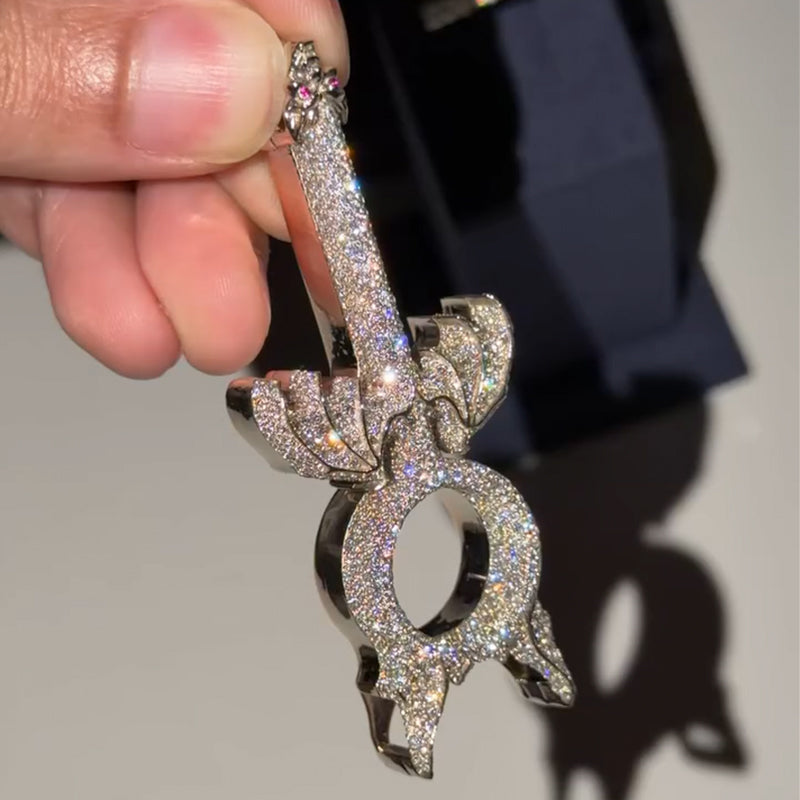 Anime Style Kit Bat Wings Moissanite Pendan