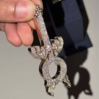 Anime Style Kit Bat Wings Moissanite Pendan