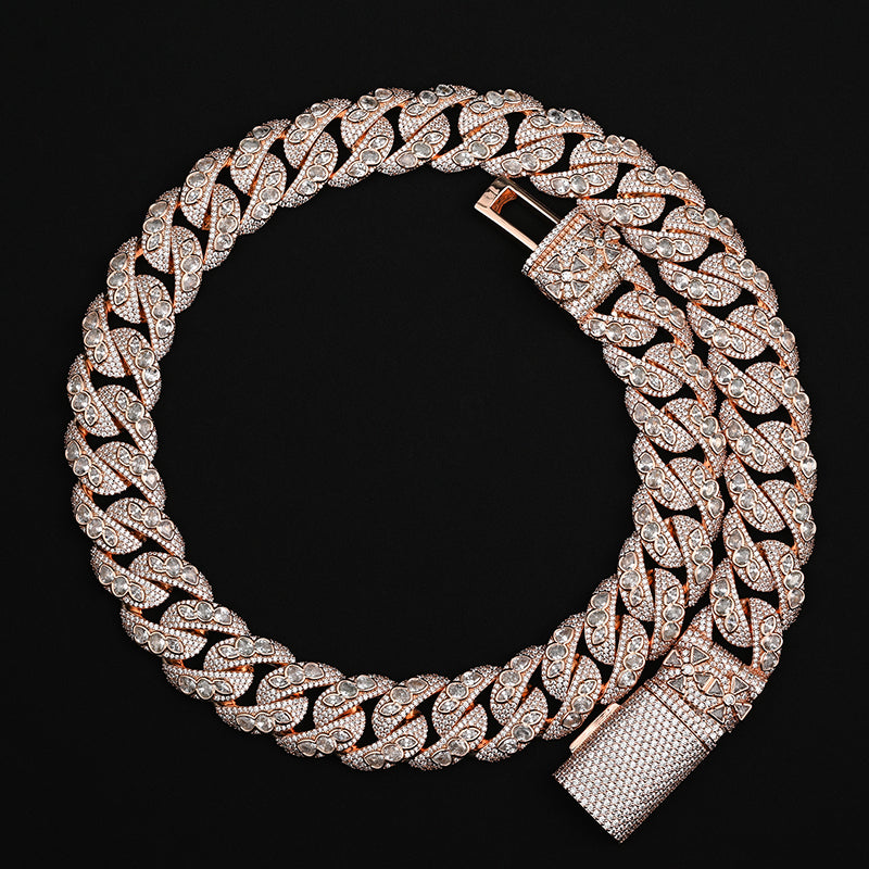 20mm Iced Out Moissanite Irregular Stone Hip Hop Cuban Chain