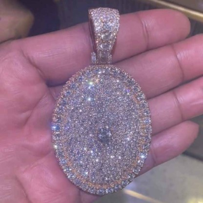 Custom Oval a Half Carat Center Stone Moissanite Setting Pendant