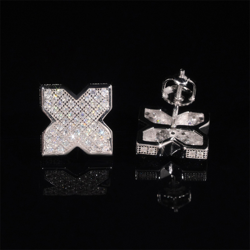 S925 Silver Moissanite Windmill Cross Earrings