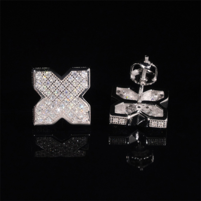 S925 Silver Moissanite Windmill Cross Earrings