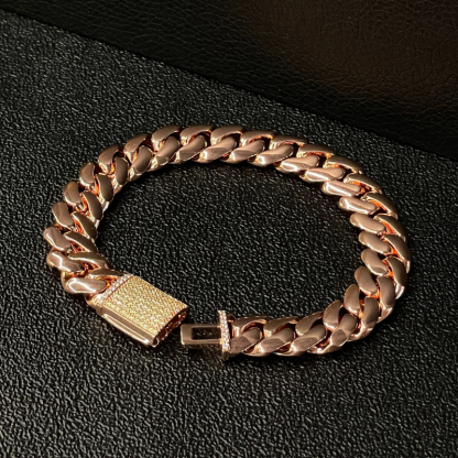 12mm Moissanite Miami Cuban 14K Bracelet