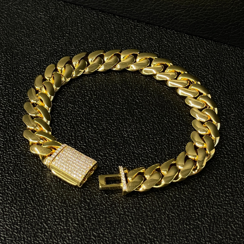 12mm Moissanite Miami Cuban 14K Bracelet