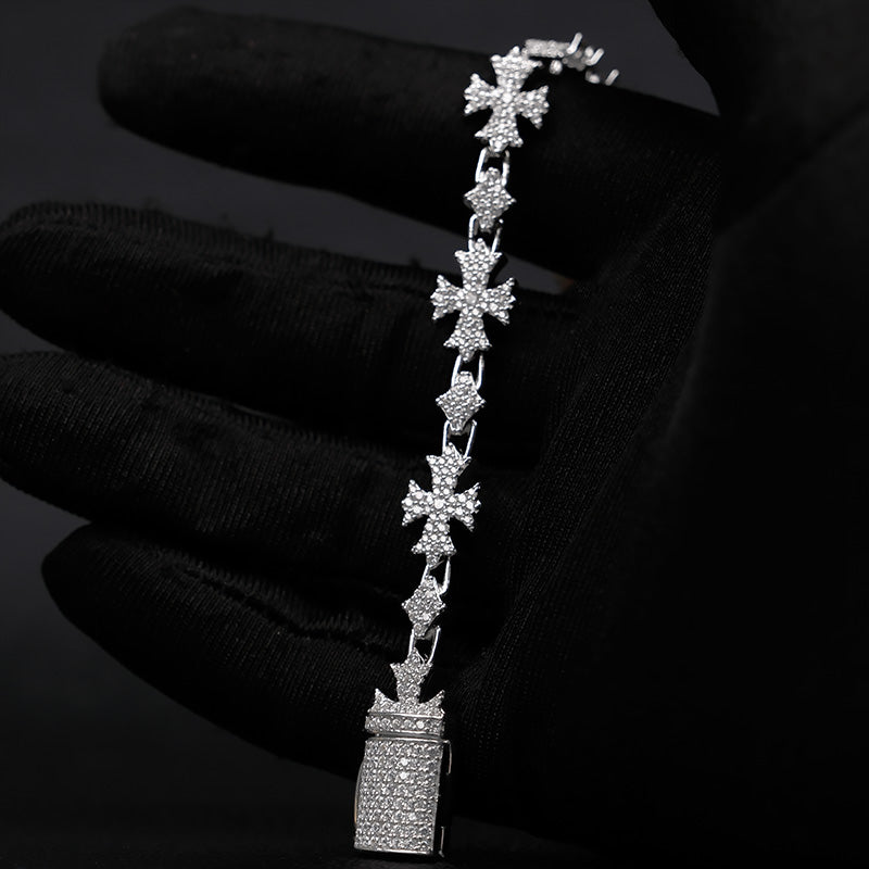 Moissanite Rhombic Cross Bracelet