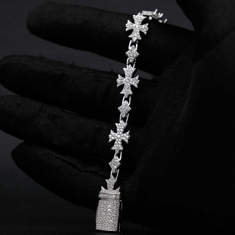 Moissanite Rhombic Cross Bracelet