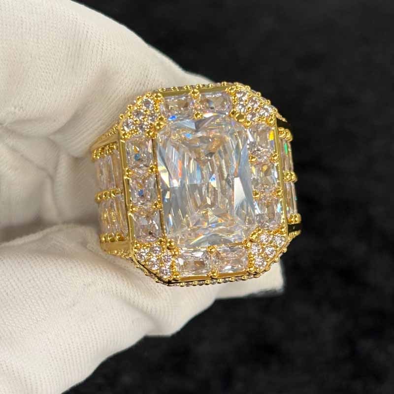 Moissanite Luxury Elegant Square Diamond Baguette Ring