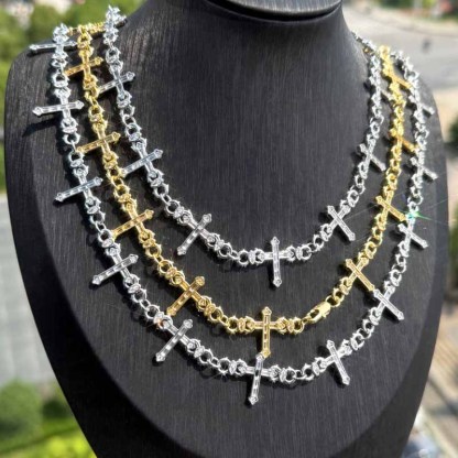 Moissanite Hip Hop Thorn Cross Chain