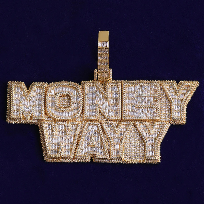 Moissanite Hip Hop Square Monogram Pendant