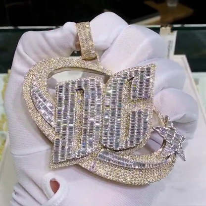 Moissanite Planet Circled DC Letter Pendant