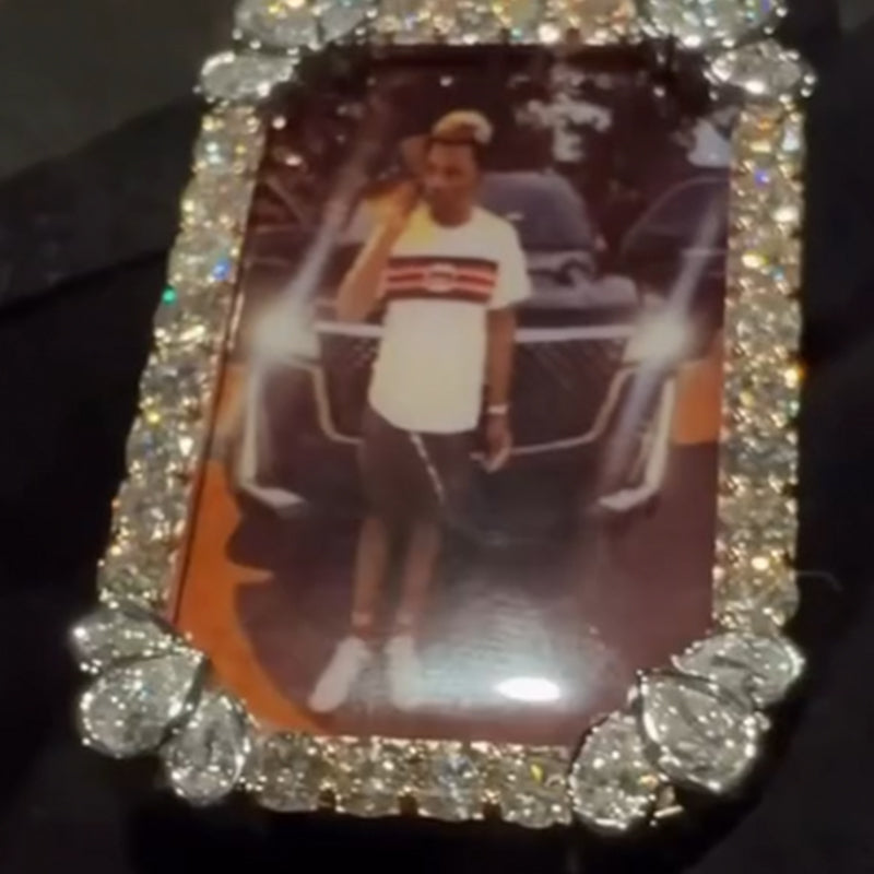 Rectangular Moissanite Photo Memorial Pendant