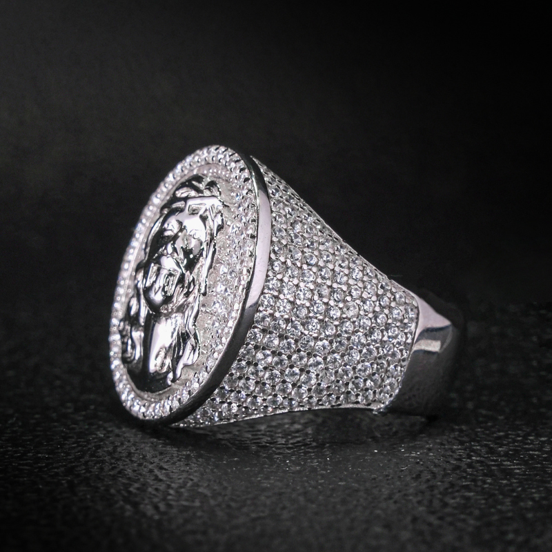 Moissanite Jesus Head Round Ring
