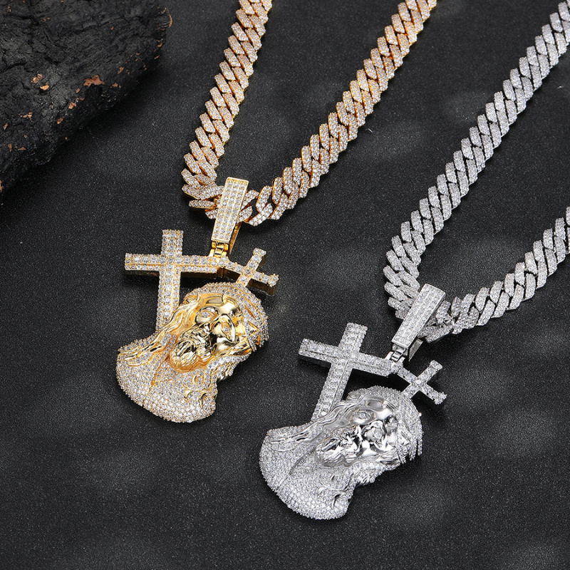 Moissanite Cross Jesus Prayer Pendant