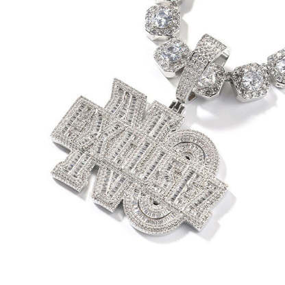 Moissanite "NO EXCUSEZ" Letter Pendant