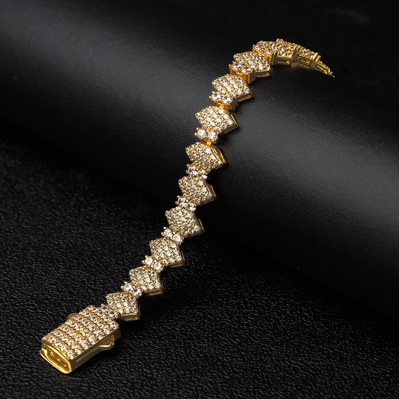 Moissanite Diamond-Shaped Round Diamond Bracelet