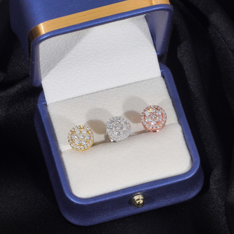 Moissanite Hip Hop Fashion Round Earrings